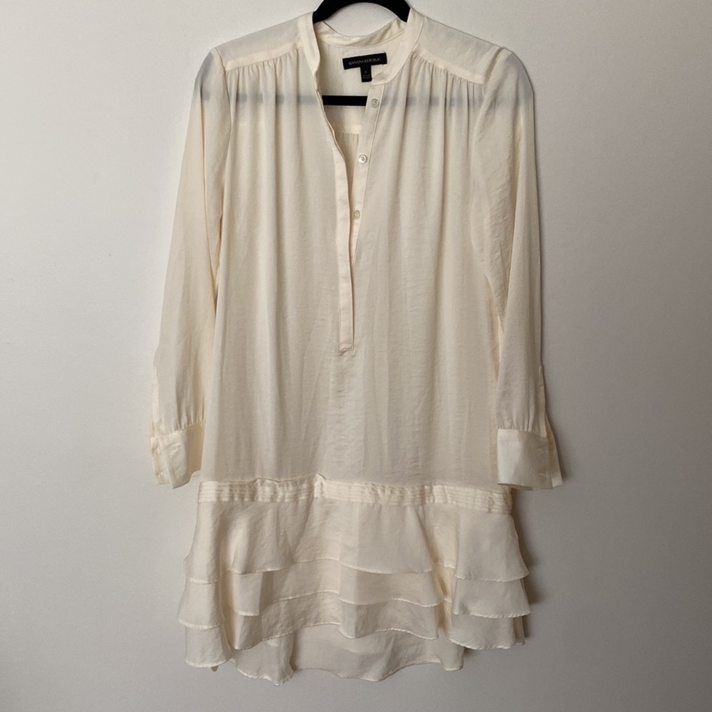 Banana Republic drop waist button up and tiered flounce dress with slip size 2